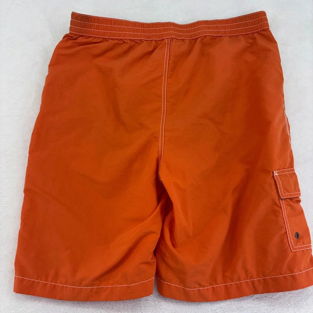 Polo Ralph Lauren Mens Orange Board Shorts Cargo Swim Trunks Size L Pony Logo